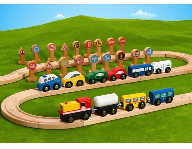 儿童交通工具标志牌路标木质火车交通安全标识牌知识亲子游戏玩具